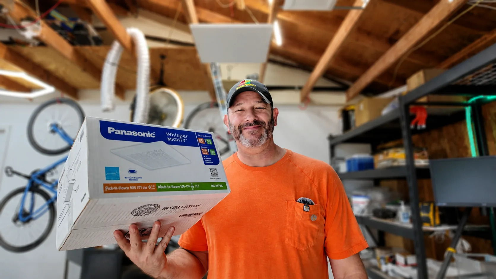 Panasonic Whisper Mighty RG-M79A bathroom exhaust fan installation in progress