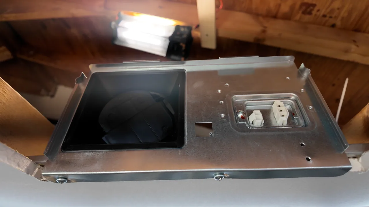 WhisperFit duct and electrical adapter before housing installation